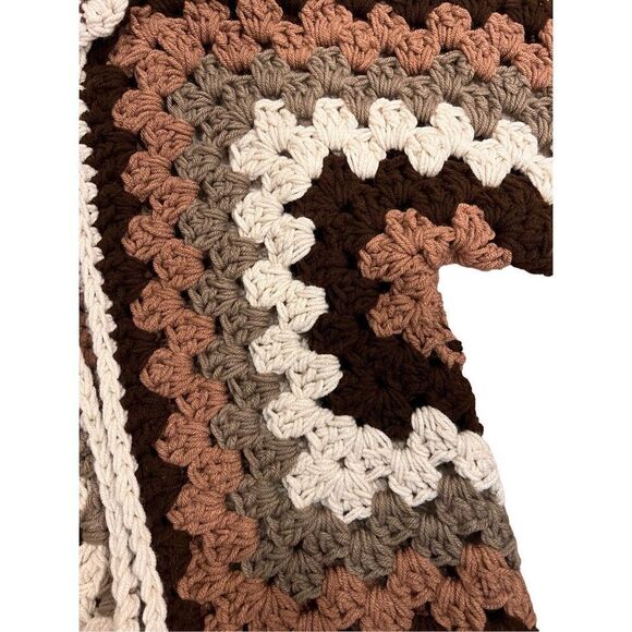 Handmade Crochet Granny Square Cardigan Neutral Brown - Picture 2 of 9